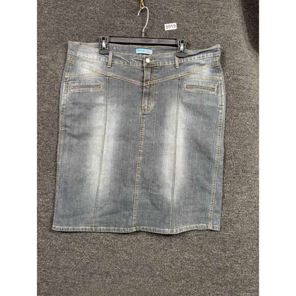 Apollo Jeans Denim Skirt Womens 3XL Blue Stretch Pencil Back Vent Knee Length - Picture 1 of 8